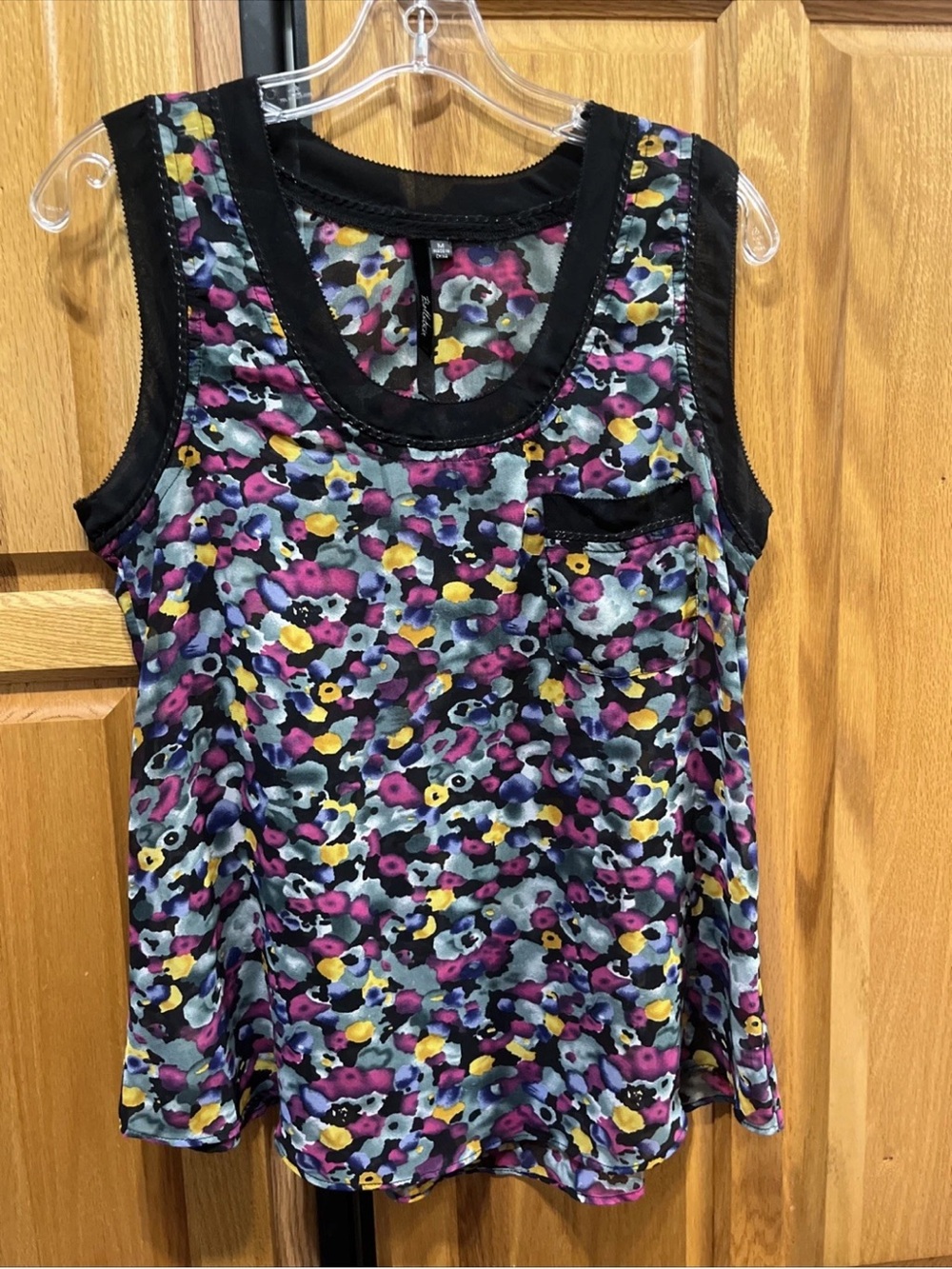 Bellatrix Floral Print Sleeveless Top in Black, Purple, Yellow, Blue